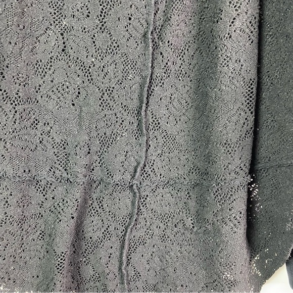 Free People Not Cold In This Black Knit Lace Sweater Top Med - Picture 8 of 9